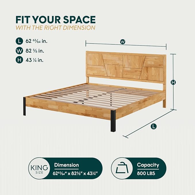 Bme Trapeze King Bed Frame – Modern Solid Wood Bed - Image 2