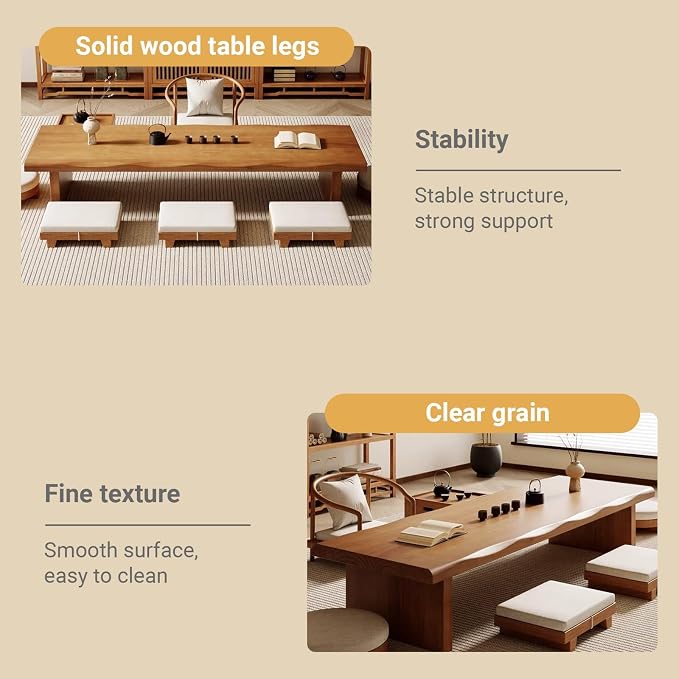 Japanese Tatami Wooden Coffee Table Palace Style Small Wooden Tables - Image 6