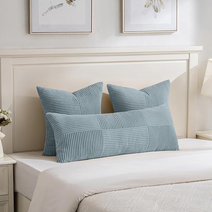 Fancy Homi Set of 2 Light Blue Decorative Throw Pillow Covers 22x22 Inch - Image 5