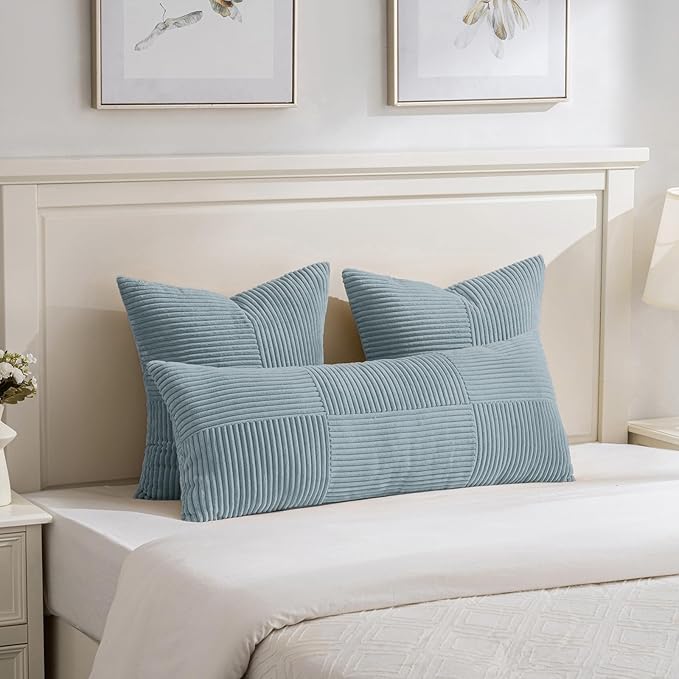 Fancy Homi Set of 2 Light Blue Decorative Throw Pillow Covers 20x20 Inch - Image 5