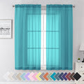 Aiyufeng Turquoise Sheer Curtains 63 Inch Length 2 Panels Set, Light Filtering by Aiyufeng