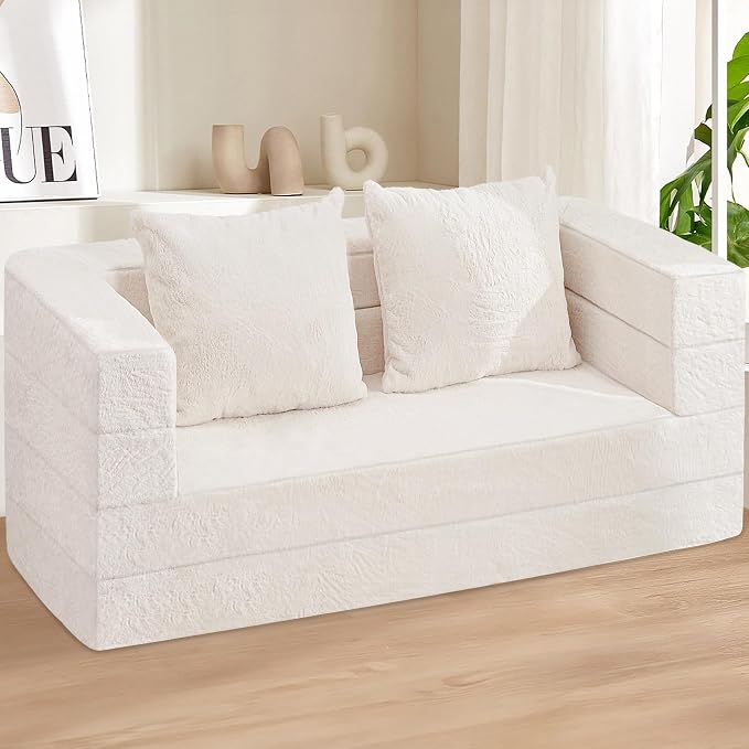 Futon Sofa Bed with Pillow, 3-in-1 Sleeper Sofa Bed with Removable Cover - Image 2