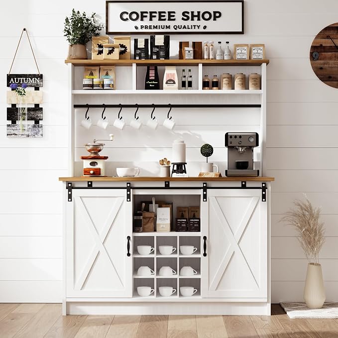 4ever2buy Farmhouse Coffee Bar Cabinet - Image 8