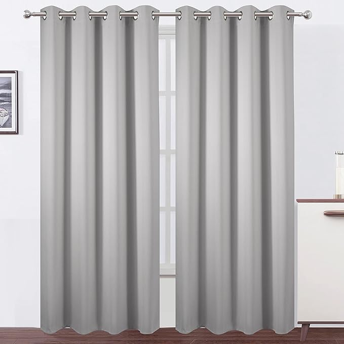 LEMOMO Blackout Curtains 52 x 108 inch/Light Grey Curtains Set of 2 by Lemomo