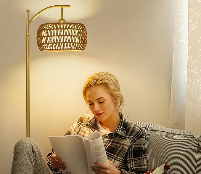 eyassi Arc Floor Lamp with 3 Color Temperatures, LED Gold Floor Lamp with - Image 8