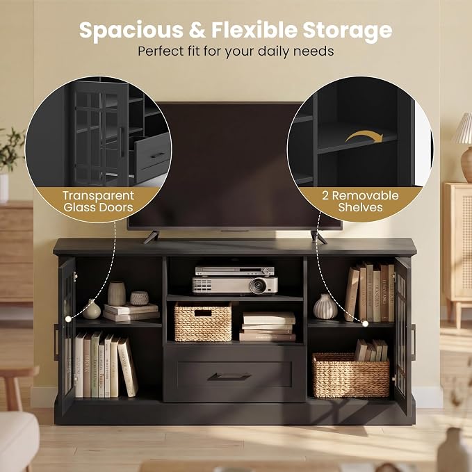 Giantex Farmhouse TV Stand for 65/70 Inch TV, Tall Entertainment Center - Image 6