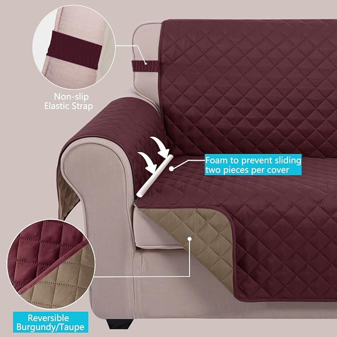 U-NICE HOME Loveseat Sofa Cover Reversible Couch Cover - Image 3