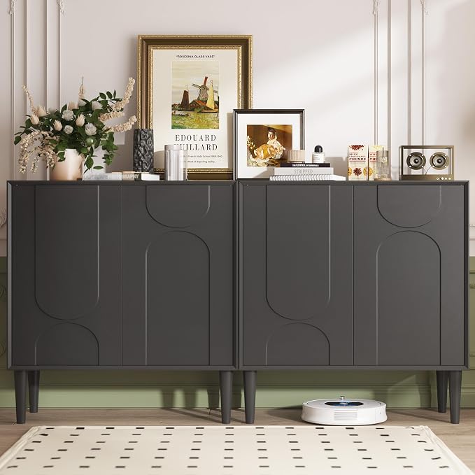 Easyego 63″ Mid Century Modern Sideboard Buffet Cabinet, Dining Room, 2-Piece by Easyego