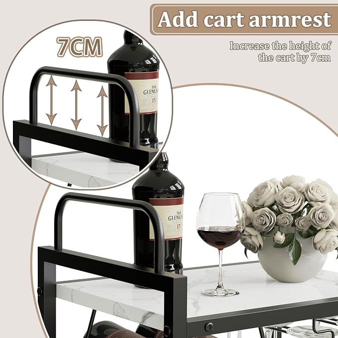 Bar Cart for The Home, 3 Tier Kitchen Carts - Image 4