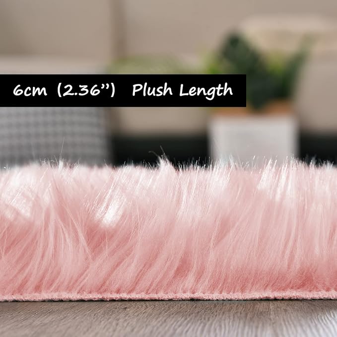 Goolela Pink Area Rug 5x8 Fluffy Fuzzy Furry Carpet - Image 3
