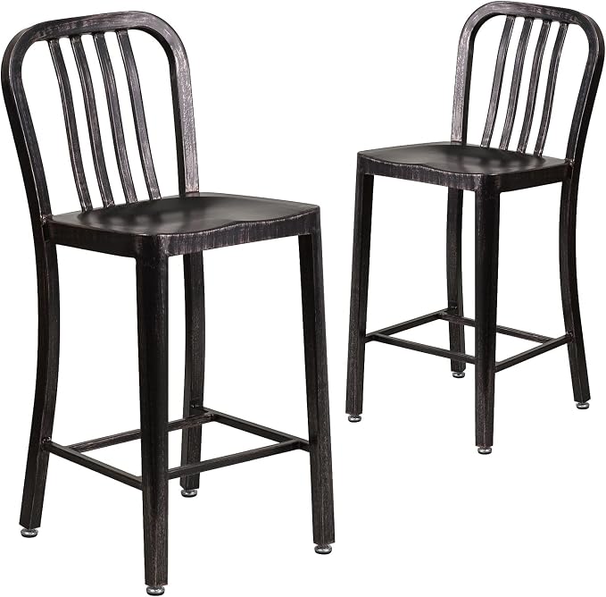 Flash Furniture Commercial Grade 24" High Black-Antique Gold Metal by FlashFurniture