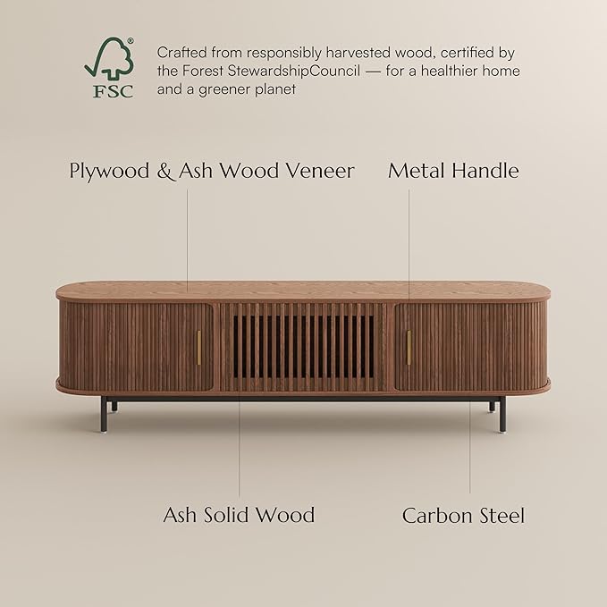 POVISON Fully-Assembled Mid Century Modern TV Stand - Image 3