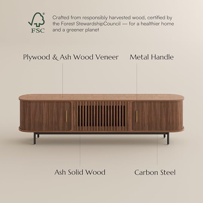 POVISON Fully-Assembled Mid Century Modern TV Stand - Image 5