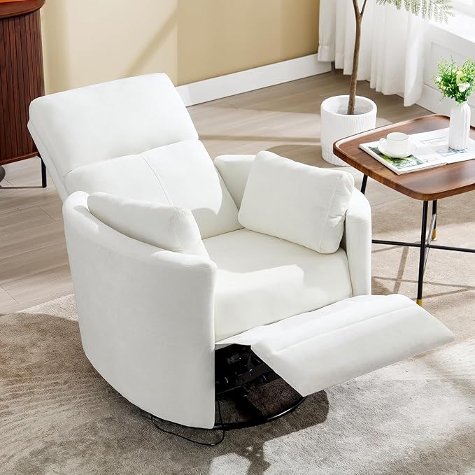 Manual Recliner 360°Swivel Rocking Chair, Nursery Rocking Glider Chair - Image 6