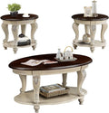 LKTART Oval Coffee Tables Set of 3, Vintage Wood Coffee Table by LKTART