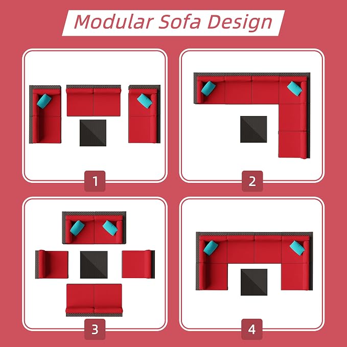 Shintenchi 7 Pieces Patio Furniture Sets Outdoor All-Weather Sectional Patio - Image 4
