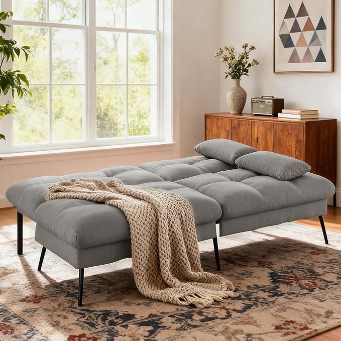 COMHOMA 72″ Futon Sofa Bed, Convertible Fabric Couch - Image 4