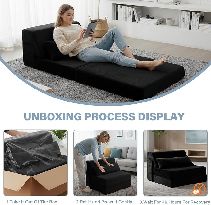 Tiita Convertible Folding Sofa Bed Single Size - Image 4