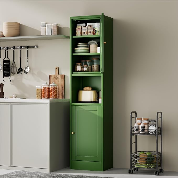 YAUWOH 2-Door Metal Storage Cabinet, Tall Slim Pantry Organizer - Image 2