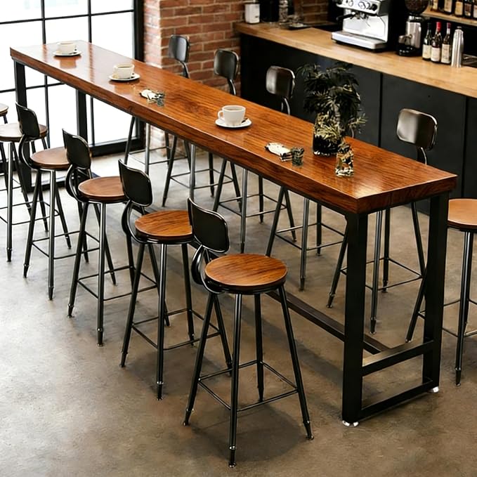 Bar Height Table Long Bar Table Solid Wood Farmhouse Bar Table Industrial Long by Caotpe