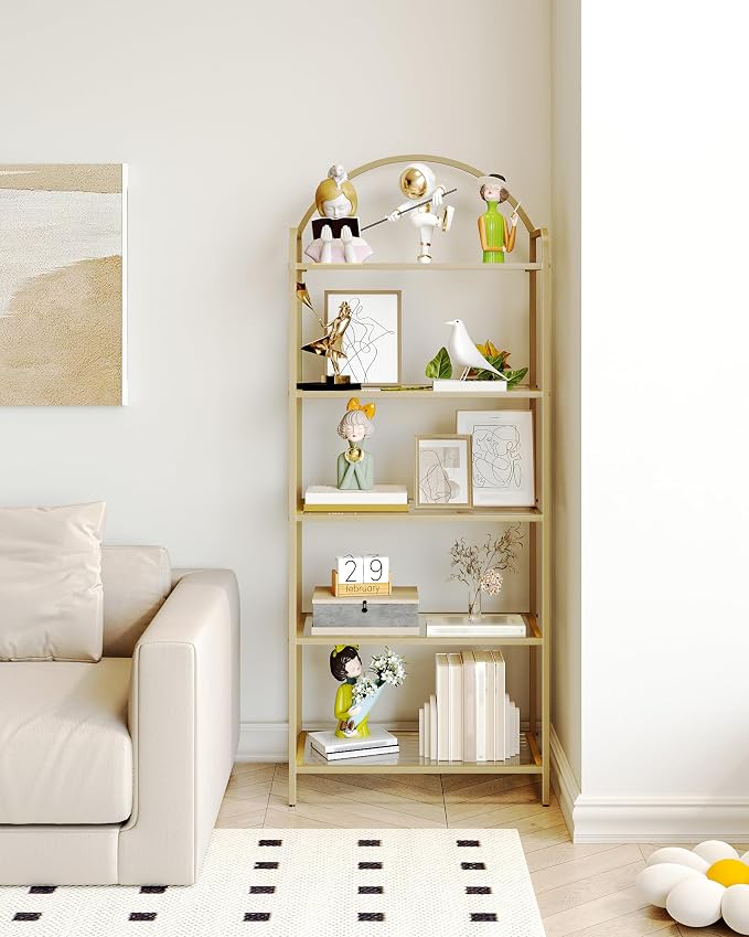 Hzuaneri Bookcase Bookshelf, Tempered Glass Bookshelves, Slim Shelving Unit - Image 8