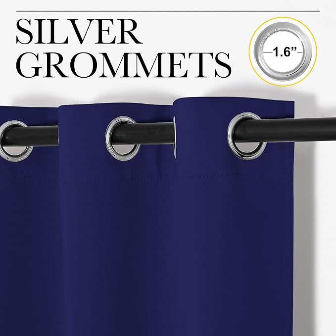 NICETOWN Navy Blue Blackout Curtains 90 inches Length - Image 2