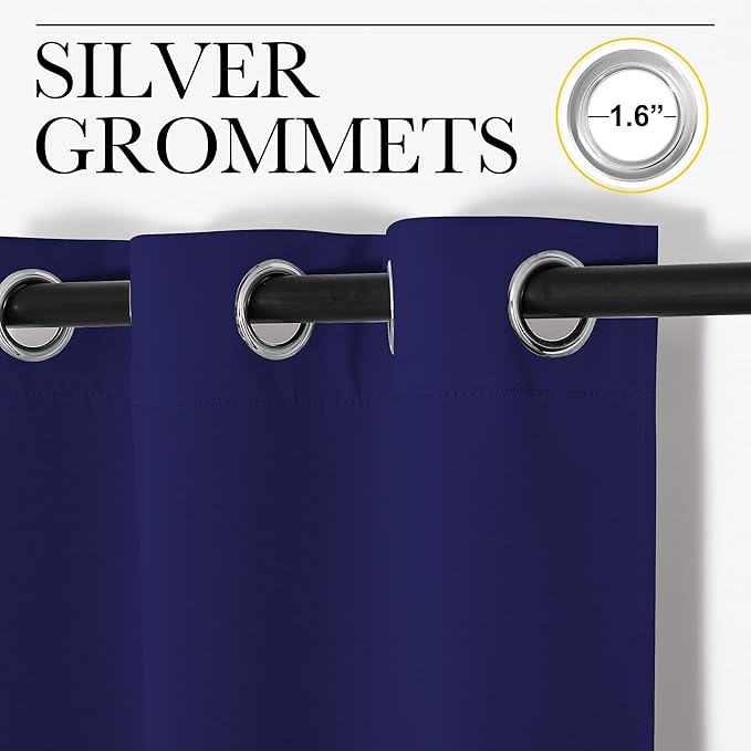 NICETOWN Navy Blue Blackout Curtains 120 inches Length - Image 2