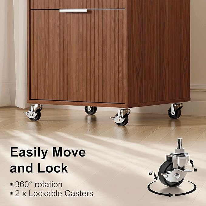 3 Drawers Fluted Mobile File Cabinet - Image 4