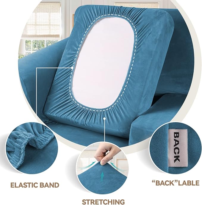 WEERRW 4 Pieces Velvet High Stretch Couch Covers - Image 3