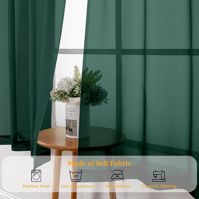 Gwine Hunter Green Valances for Windows, Small Light Filtering Rod Pocket Cafe - Image 8
