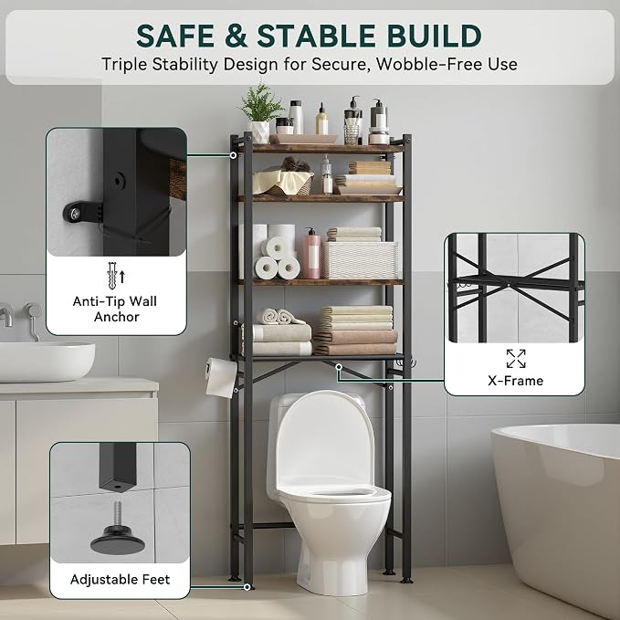 GloTika 4-Tier Over The Toilet Storage - Image 5