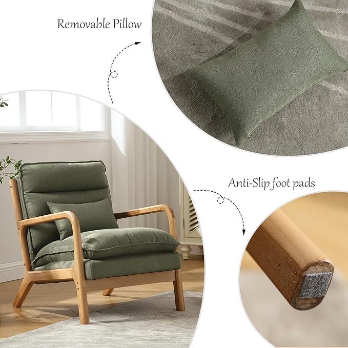 INZOY Mid Century Modern Accent Chair - Image 6