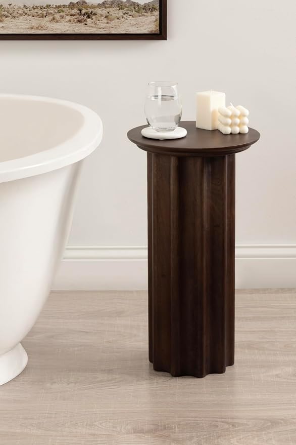 Kate and Laurel Gierson Modern Wooden Round Side Table; 12 x 12 x 22; Dark - Image 2