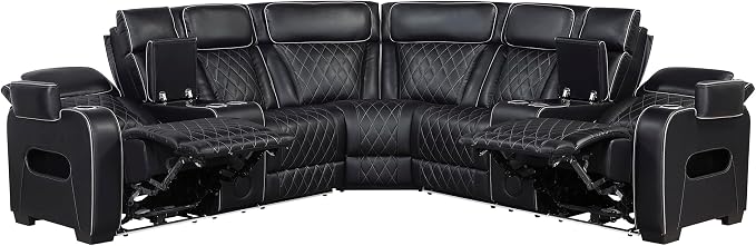 Lexicon 118" Power Reclining Sectional Sofa, Wall Hugger, 2 Recliner Seats - Image 15