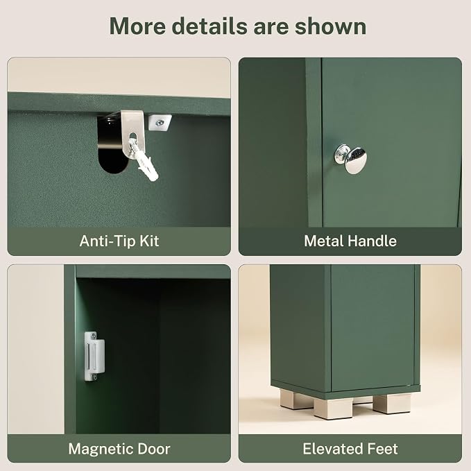 TEENFON Bathroom Cabinet, Narrow Bathroom Storage Cabinet - Image 7