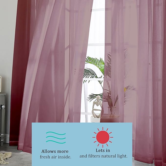 OWENIE Sheer Curtains, 2 Panels, Cafe Curtains - Image 6