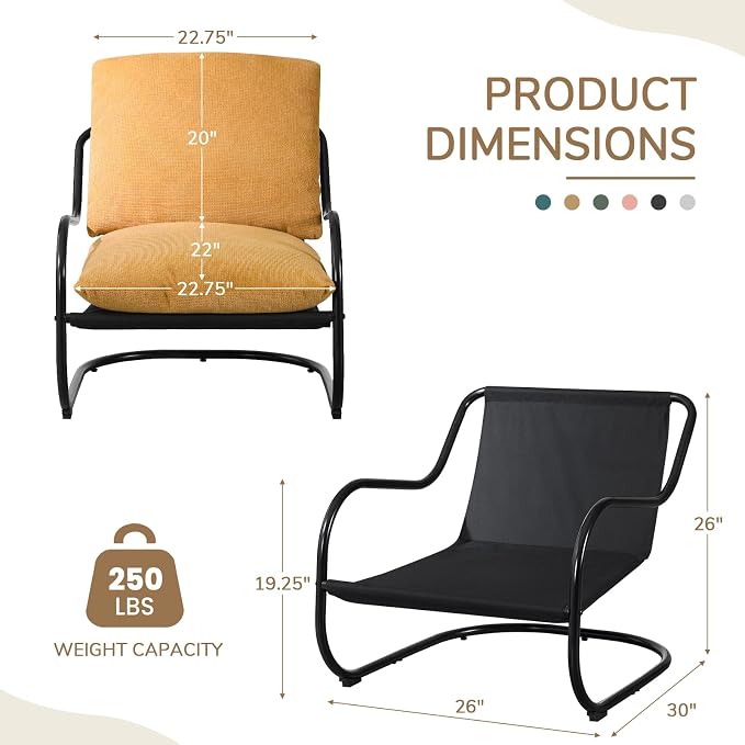 Peace nest Modern Accent Chair, Soft Upholstered Armchair - Image 2