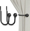 Hion Curtain Holdbacks Black 2pcs, Curtain Tiebacks Wall Mounted Curtain Hooks by Hion