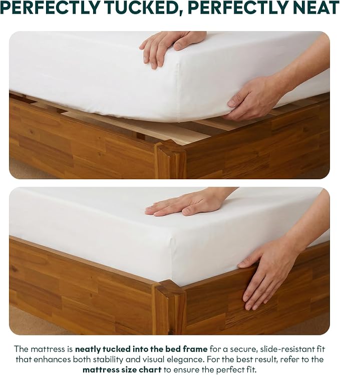 Bme Dinkee Wooden Queen Bed Frame, 15 Inch Height, Elegant Minimalist Modern - Image 9