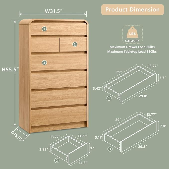 Aitjunz Modern 7 Drawers Dresser - Image 2