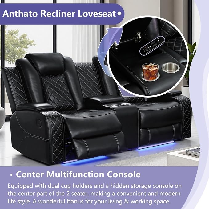 Power Recliner Sofa Set, Breathing Leather Reclining Sofa Set, Recliner Couch - Image 4