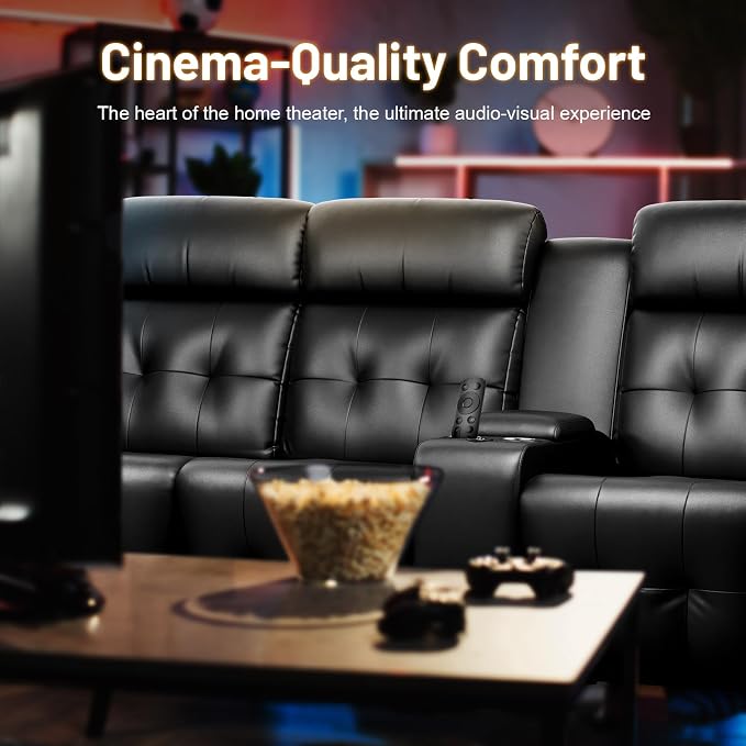 Loveseat Recliner Sofa, 3-Seater Home Theater Seating Massage Reclining Couch - Image 8