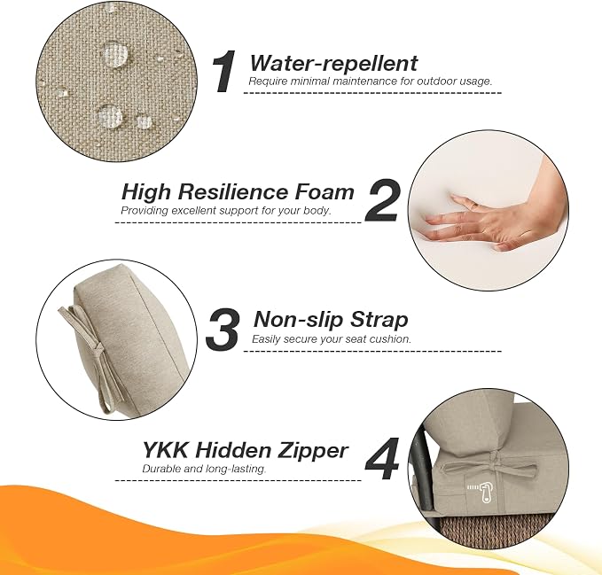 Unimatta Outdoor High Back Chair Cushion Seat Pads, 44 x 21 Inch - Image 3