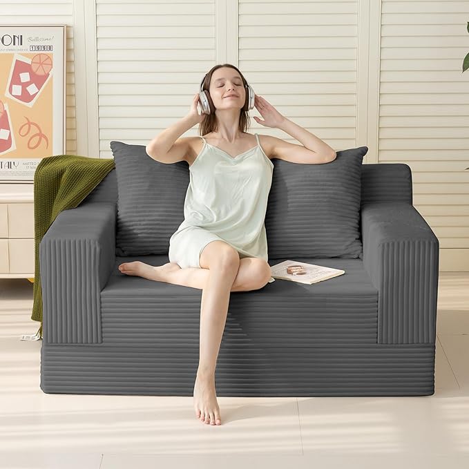 Erament Convertible Sofa Bed, Loveseat Folding Floor Futon Sleeper Sofa Couch - Image 2
