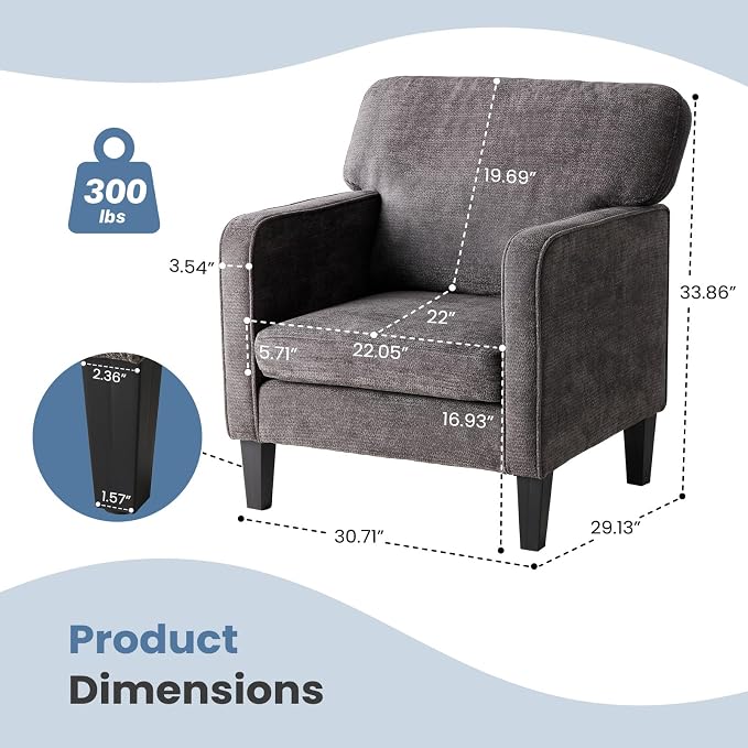 DUMOS Modern Accent Chairs for Living Room, Corner Chairs for Adults, Reading - Image 2