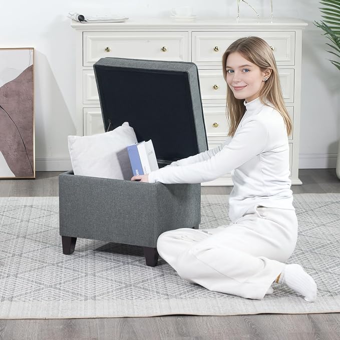 Adeco Chest and Footrest-Square Seat Storage Bench Ottoman - Image 6