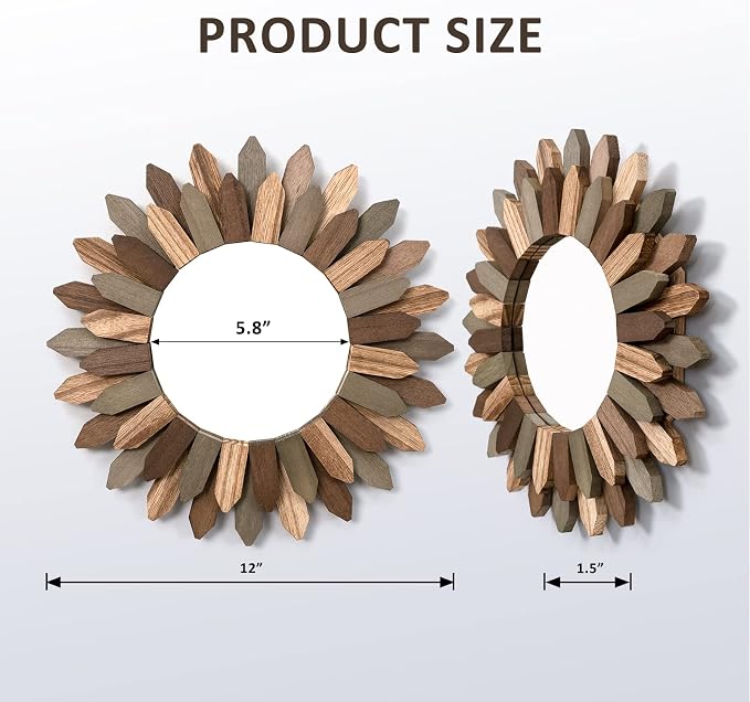 Honiway Boho Wall Decor 12 inch Decorative Mirror - Image 6