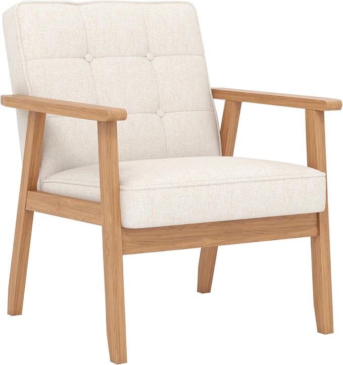 Modern Accent Chair with Arm Rest, Upholstered Linen Fabric Leisure Chair with by Unknown