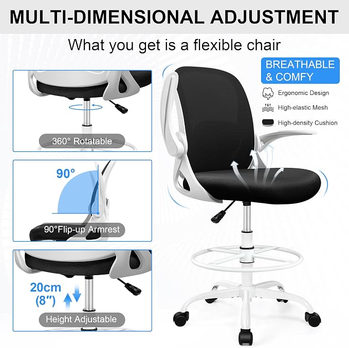 Drafting Chair Tall Office Chair - Image 5