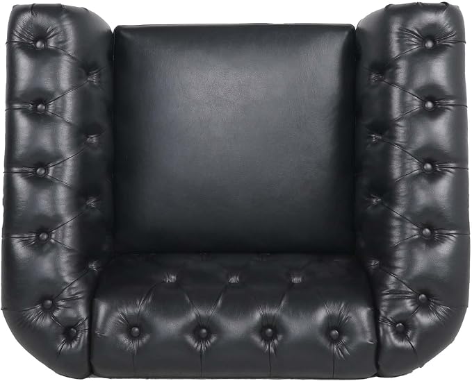 LEVNARY Leather Upholstered Armchair, Mid-Century Modern Single Sofa Chair - Image 4